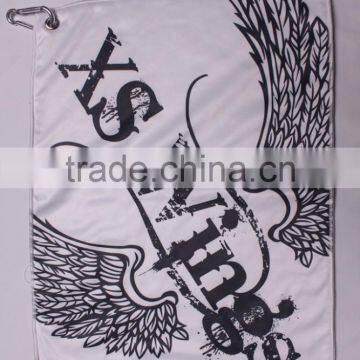 Wholesale Quality Sublimated Wiping Sweat Golf Towel Custom Hook Cleaning Towel