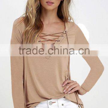 2017 Latest Fashion Design Sexy Ladies Top Women Fashion Cutting Blouse photo-3