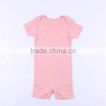 Hot Sale Short Sleeve Solid Color Cotton Baby Rompers Infant Clothes Bodysuit photo-3