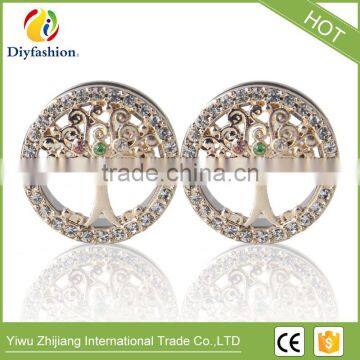 Popular Colorful Diamond Stainless Steel Hollow Out Tree Pierced Ear Plug