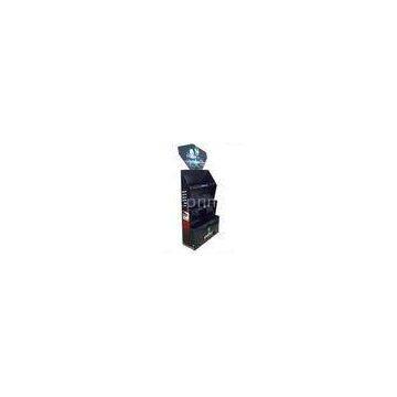 Black Cardboard Display Stands With LED Light For Supermarket Cosmetic