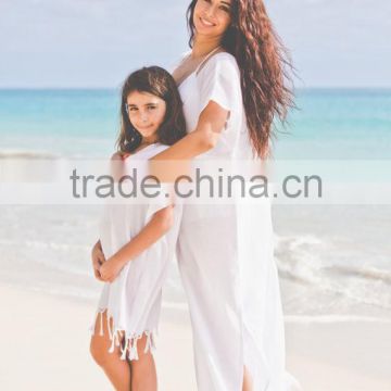 mommy and me maxi dresses 100% polyester white beach dresses