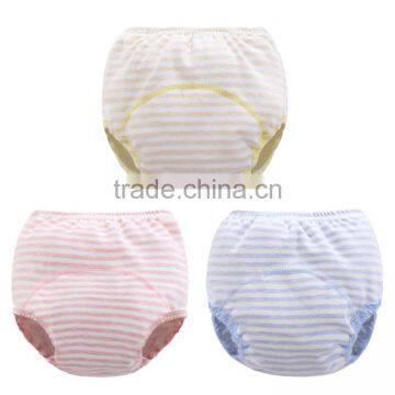 simplistic style 3 layers stripes printed waterproof pure cotton baby diaper