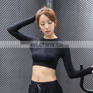 Women Backless Running T Shirt Quick Dry Elastic Running Tops Long Sleeve Sports Yoga Sportwear Fitness Midriff-baring Tees photo-2