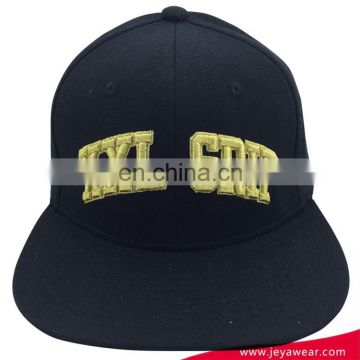 6 Panel Wholesale Fitted Baseball Caps with golden thread 3D embroidery