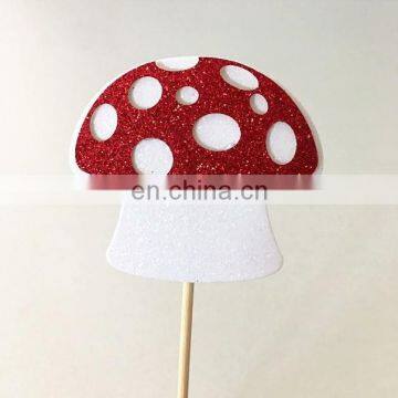 Cute Design Mushroom Cupcake Toppers Birthday Cake Topper Wholesale