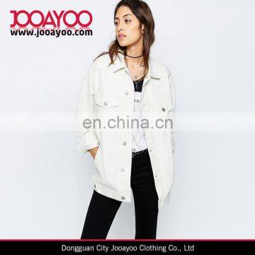 Fashion Designs White Point Collar Button Placket Denim Girlfriend Jacket