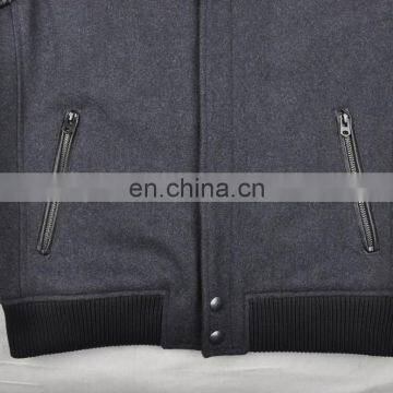 2015 Last Fashion Quilted Movable Hood Baseball Jacket Leather Sleeves photo-5