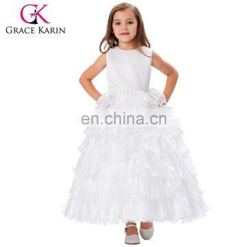 Grace Karin White Color Flower Girl Dress Princess Bridesmaid Wedding Pageant Girls Party Dress 2~12Years CL008994-1