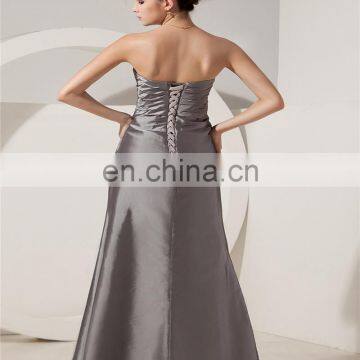 High Quality Grey Sweetheart Sleeveless Evening Gowns Floor Length Embroideried Ruched Mother Of The Bride Dress photo-4