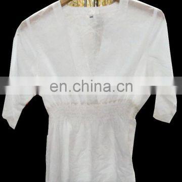 Designer White Short Kaftan Top Sexy Party wear Women Tunic Cotton Hippie Dress