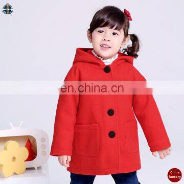 T-GC028 Thickened Polar Fleece Lining Girl with Hooded Chlidren Tweed Coat