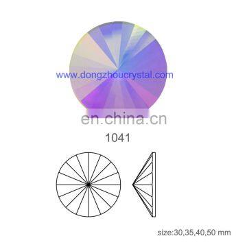 DZ-1041 round rivoli 50mm flat back glass stones for jewelry making