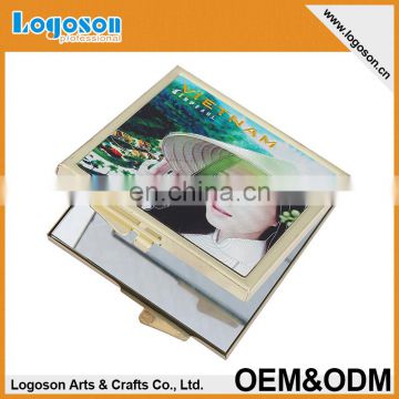 OEM lovely matel makeup double sided square mirror