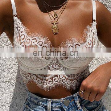 Floral Embroidery Lace Top Women Cami Top 2020 Spring 4 Colors Ladies Hallow Out Sleeveless Sexy Crop Top Blusas photo-2