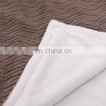 High Quality Custom Double Layer Embossed Gray Faux Rabbit Fur Throw Blanket For Winter photo-5