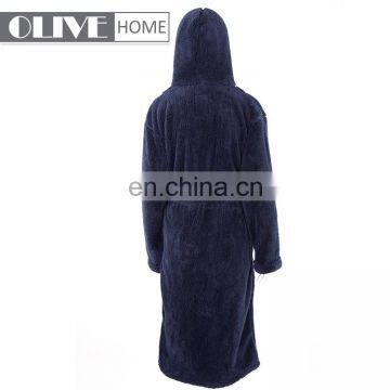 Factory Price Wholesale Super Soft Double Layer Sherpa 100% Polyester Bathrobe Men With Hood photo-3