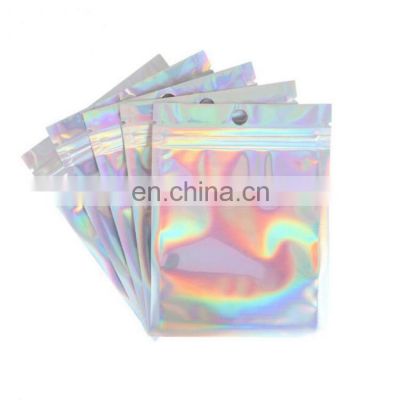 YLQ resealable Smell Proof mylar plastic zipock food packaging holographic hologram aluminum foil plastic bag