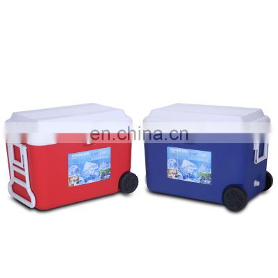 China 60L Custom Promotion trolley large golf Portable Plastic Ice box wheeled cooler box for outdoor