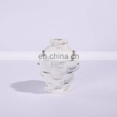 Nordic 3D Print White Modern Interior Living Room Porcelain Ceramic Flower Vase For Home Decoration photo-5