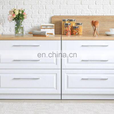 Hot Selling White Glass Doors Invisible Handle Kitchen Cabinet Solid Wood photo-3
