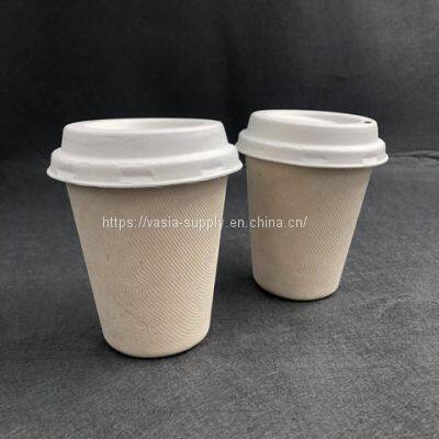 8 oz eco friendly Sugarcane Pulp recyclable compostable coffee cups and lids