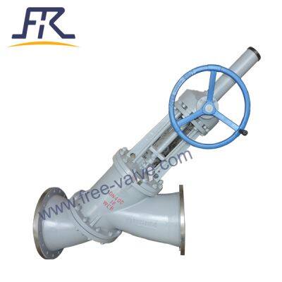 FRJ945Y Y type electric control slurry globe valve for Aluminum Oxide Industry