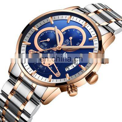 NIBOSI Men Watches Top Brand Luxury Chronograph Men Sports Watches Waterproof Full Steel Quartz Men's Watch Relogio Masculino