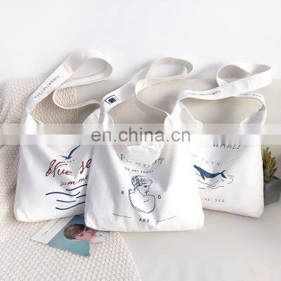 Wholesale Custom Art Canvas Bag Female Simple Print Female Shoulder Bag Large Capacity Student Canvas Cross-body Bag photo-5