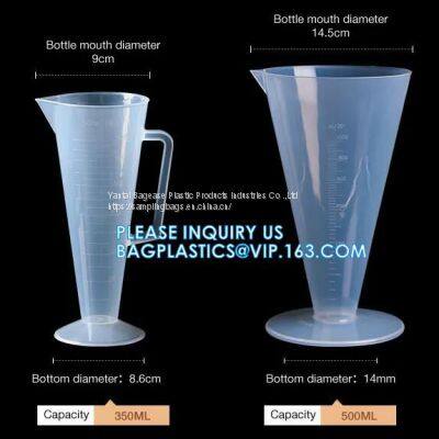 Transparent Conical Plastic Measuring Cylinder Cup With Handle, Lab Round Bottom Conical Plastic Measuring Cylinder photo-3