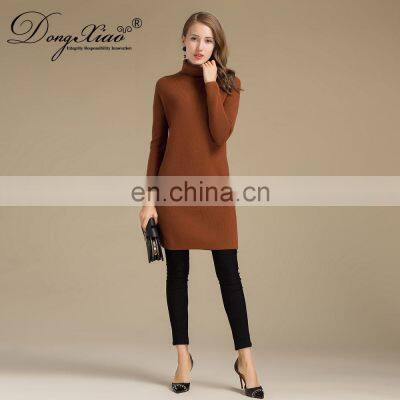 Inner Mongolia Ordos Women's 100% Pure Cashmere High Neck Sweater Dress photo-5