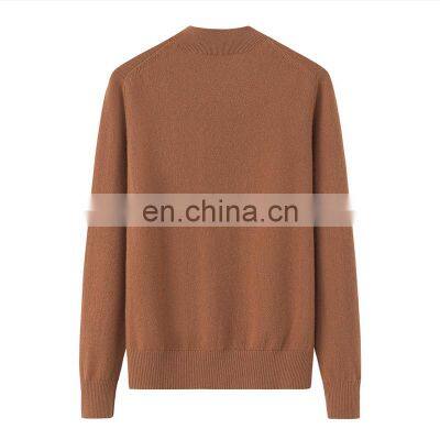 Factory Wholesale Custom 100% Cashmere Crew Neck Sweater for Women Knitted Solid Pattern Casual Style for Winter Front Logo