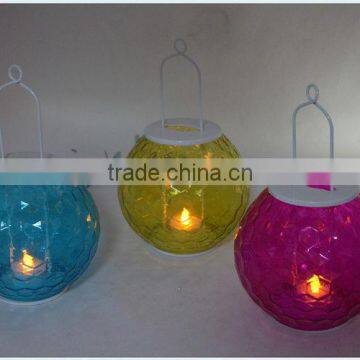 colored glass hanging candle holders
