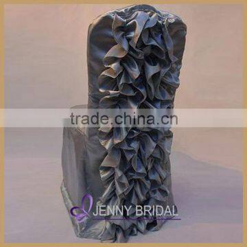 C073C banquet round ruffled polyester universal chair cover white