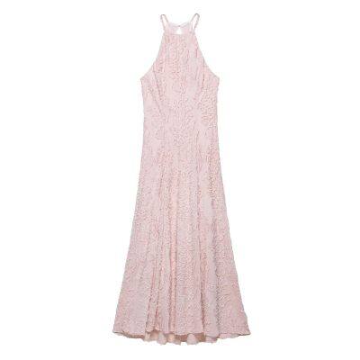2025 Summer New Women's Fashion European and American Style Simple Texture Hanging Neck Collar Dress