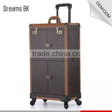 China Factory Supplier OEM Trolley Makeup Beauty Artist Case With Mirror and Wheels photo-3