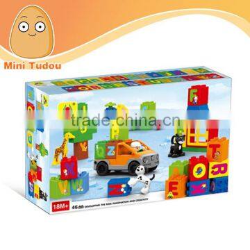 Popular children 3D 46pcs plastic toy brick of building bricks