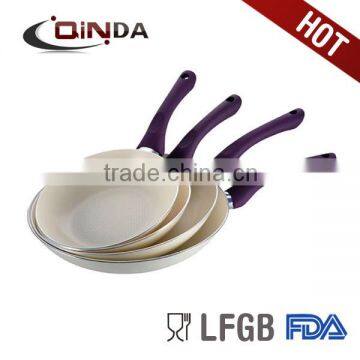 aluminum ceramic coating frypan with colorful soft touch handle