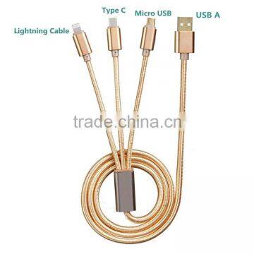 3-in-1 Micro USB + USB C + 8 Pin USB Cable Bulk photo-4