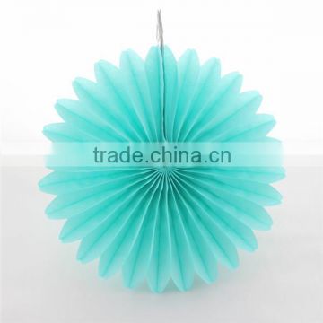 Decorative Flower Aqua Blue Paper Fan