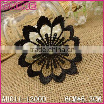 Black cheap 6*6.3cm nylon knitted embroidery colorful butterfly patch for decoration