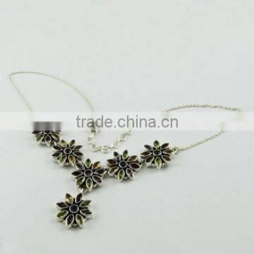 Lovely Kiss !! Multi Colour 925 Sterling Silver Necklace, Gemstone Silver Jewellery, Handmade Silver Jewellery photo-3