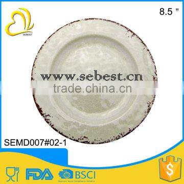 8.5'' high quality custom melamine round shape rusting design printing plates serving dishes