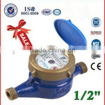 Plastic and brass body volumetric water meter