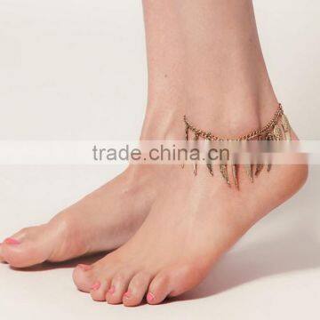 Retro Style Angel Wings Design Gold Plated Anklet