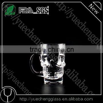 Unique shaped souvenir doomed crystal skull shot glass with handles