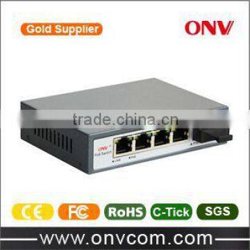 5-Port PoE Switch with 4 High Power PoE Ports and 1 SC Fiber Port for IP camera.IEEE802.3at.