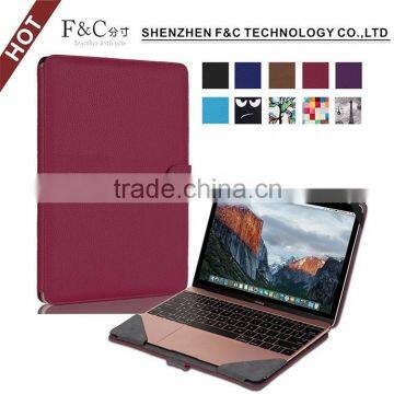 Shenzhen F&C hand-crafted premium PU leather Material folio cover for macbook pro case 11" 12" 13" 15" Compatible