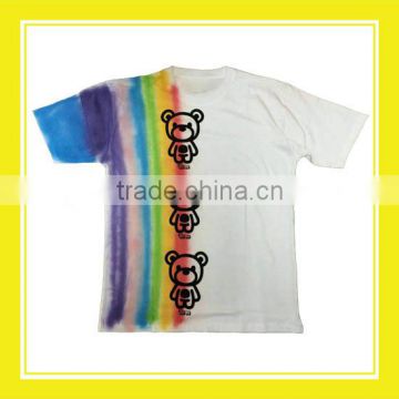 2016 Hot Sell Product Bros Rainbow Spray Painting Baby Bear Kids Unisex Shot Sleeve White T-shirt