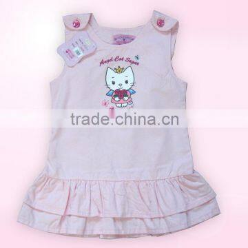 Fashion girl dress Angel cat print girls dresses 2016